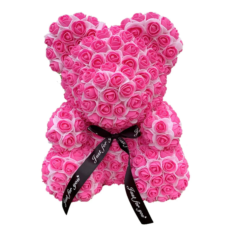 40cm Rose Bear Heart Artificial Flower Rose Teddy Bear For Women Valentine's Wedding Birthday Christmas Gift - Diachris