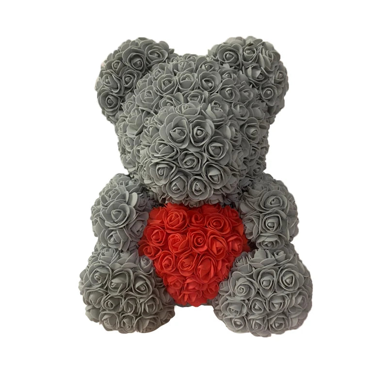 Red Rose Bear 40cm Bear Of Roses Artificial Flower Rose Teddy Bear For Women Valentine's Day Wedding Birthday Gift - Diachris