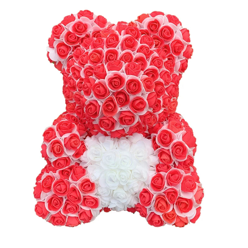 40cm Rose Bear Heart Artificial Flower Rose Teddy Bear For Women Valentine's Wedding Birthday Christmas Gift - Diachris