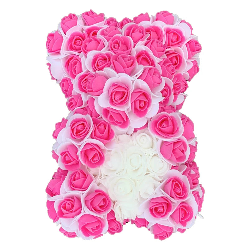 40cm Rose Bear Heart Artificial Flower Rose Teddy Bear For Women Valentine's Wedding Birthday Christmas Gift - Diachris