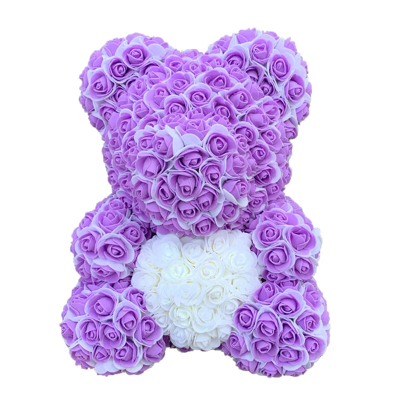 40cm Rose Bear Heart Artificial Flower Rose Teddy Bear For Women Valentine's Wedding Birthday Christmas Gift - Diachris