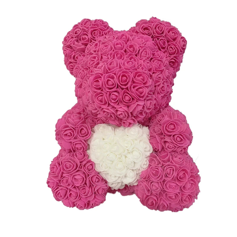 40cm Rose Bear Heart Artificial Flower Rose Teddy Bear For Women Valentine's Wedding Birthday Christmas Gift - Diachris