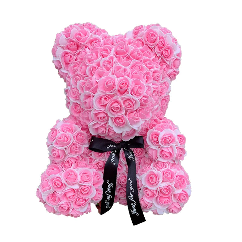 40cm Rose Bear Heart Artificial Flower Rose Teddy Bear For Women Valentine's Wedding Birthday Christmas Gift - Diachris