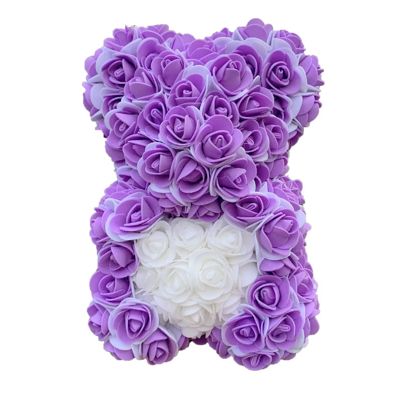 40cm Rose Bear Heart Artificial Flower Rose Teddy Bear For Women Valentine's Wedding Birthday Christmas Gift - Diachris