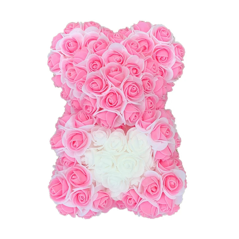 40cm Rose Bear Heart Artificial Flower Rose Teddy Bear For Women Valentine's Wedding Birthday Christmas Gift - Diachris