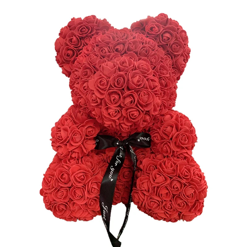 Red Rose Bear 40cm Bear Of Roses Artificial Flower Rose Teddy Bear For Women Valentine's Day Wedding Birthday Gift - Diachris