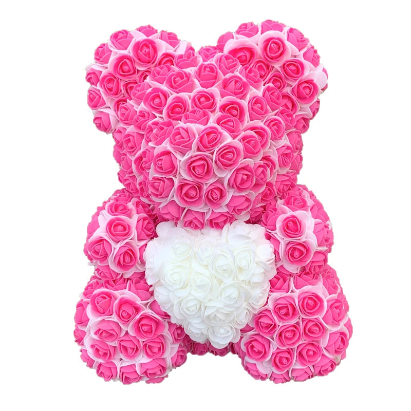 40cm Rose Bear Heart Artificial Flower Rose Teddy Bear For Women Valentine's Wedding Birthday Christmas Gift - Diachris