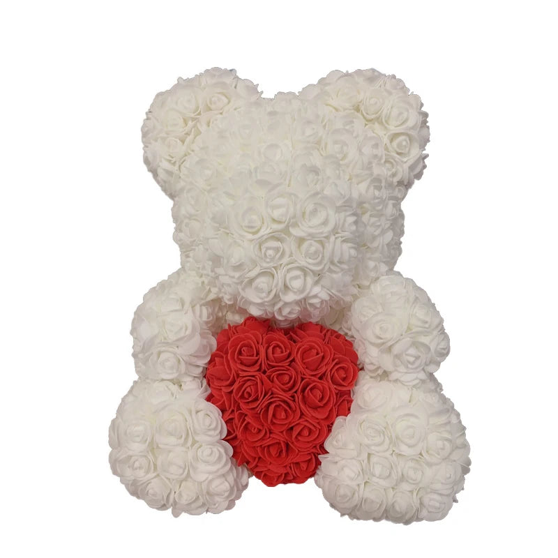 Red Rose Bear 40cm Bear Of Roses Artificial Flower Rose Teddy Bear For Women Valentine's Day Wedding Birthday Gift - Diachris