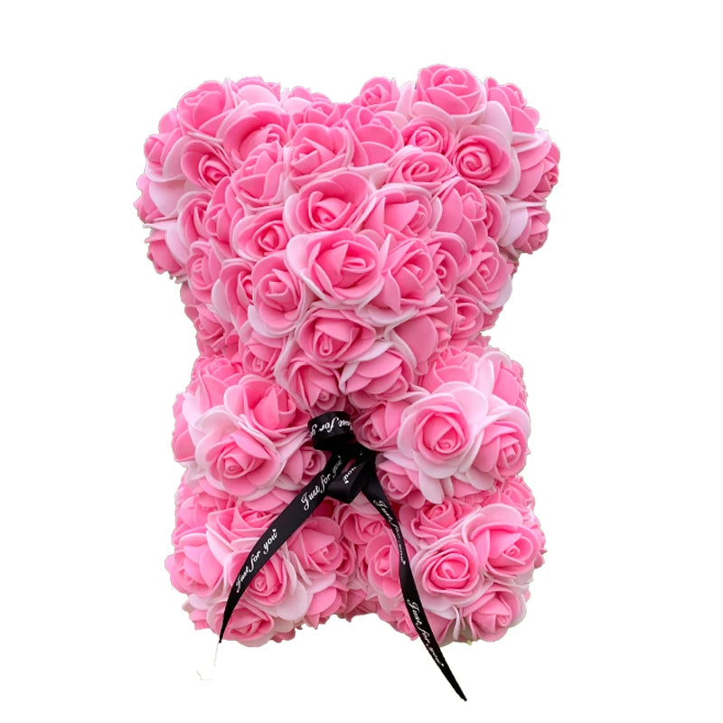 40cm Rose Bear Heart Artificial Flower Rose Teddy Bear For Women Valentine's Wedding Birthday Christmas Gift - Diachris