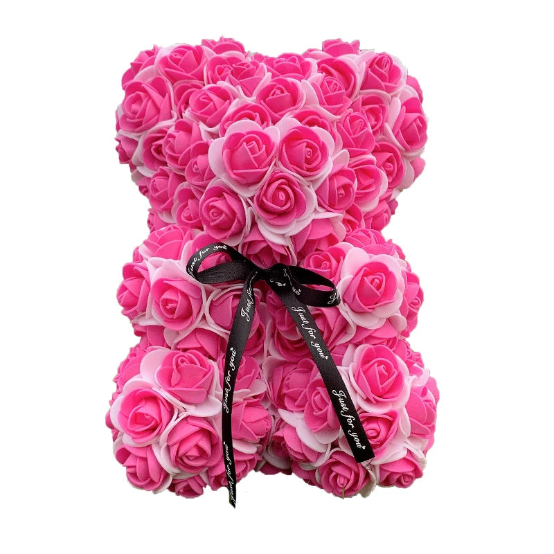 40cm Rose Bear Heart Artificial Flower Rose Teddy Bear For Women Valentine's Wedding Birthday Christmas Gift - Diachris