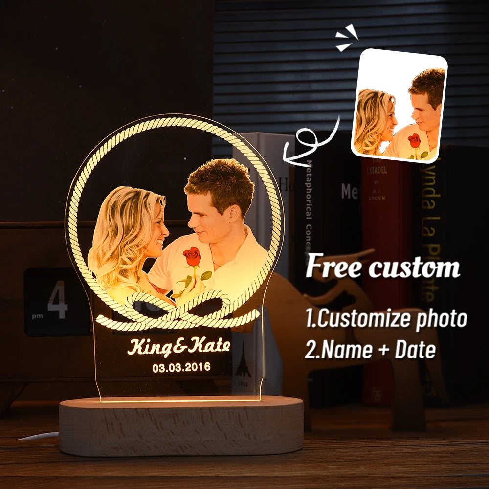 Personalized 3D Photo Lamp Custom Photo And Text - Diachris