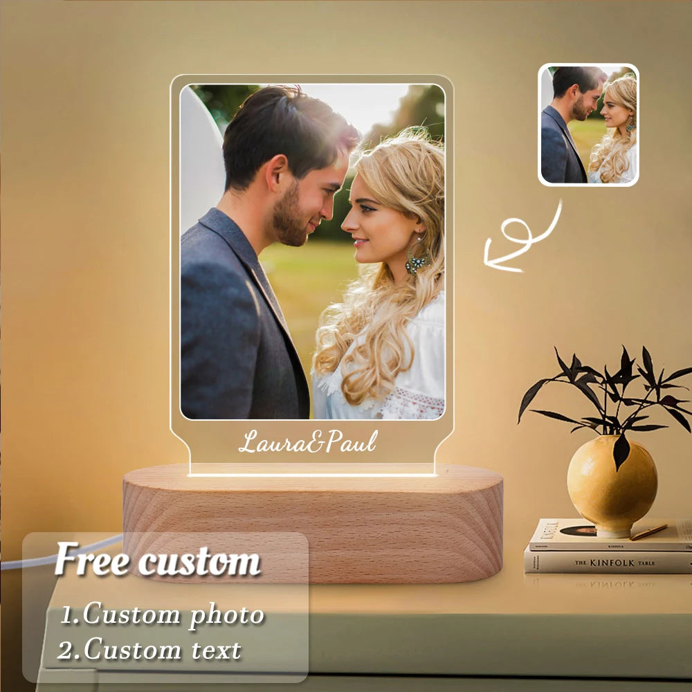 Personalized 3D Photo Lamp Custom Photo And Text - Diachris