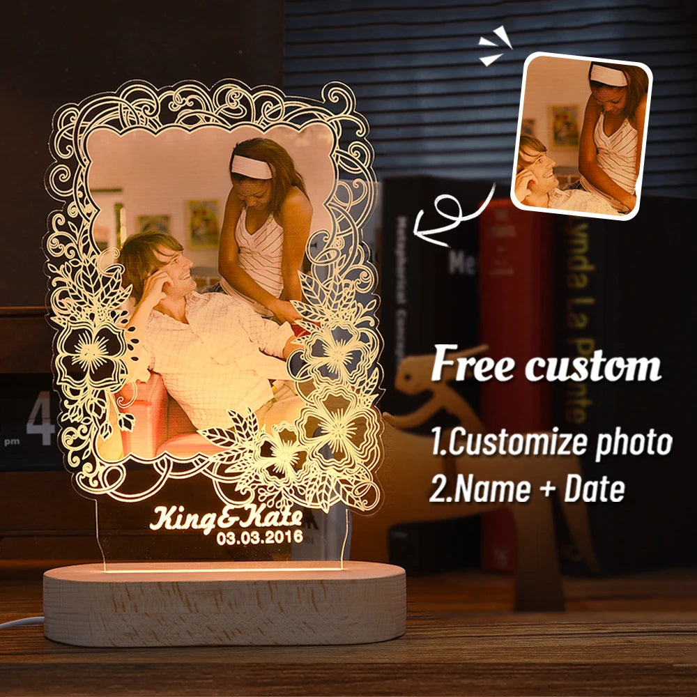 Personalized 3D Photo Lamp Custom Photo And Text - Diachris