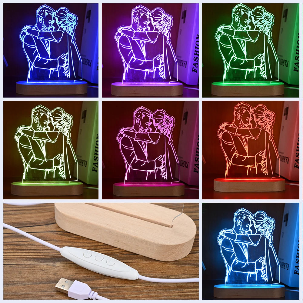 Personalized 3D Photo Lamp Custom Photo And Text - Diachris