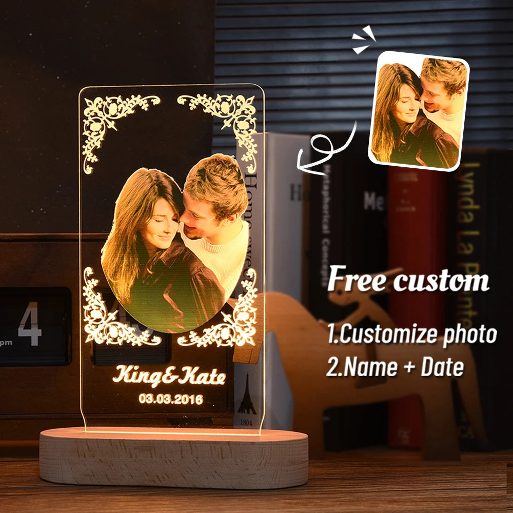 Personalized 3D Photo Lamp Custom Photo And Text - Diachris