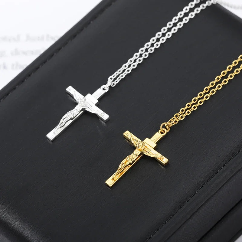 Christian Jesus Cross Necklace Stainless Steel - Diachris