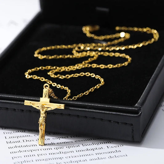 Christian Jesus Cross Necklace Stainless Steel - Diachris