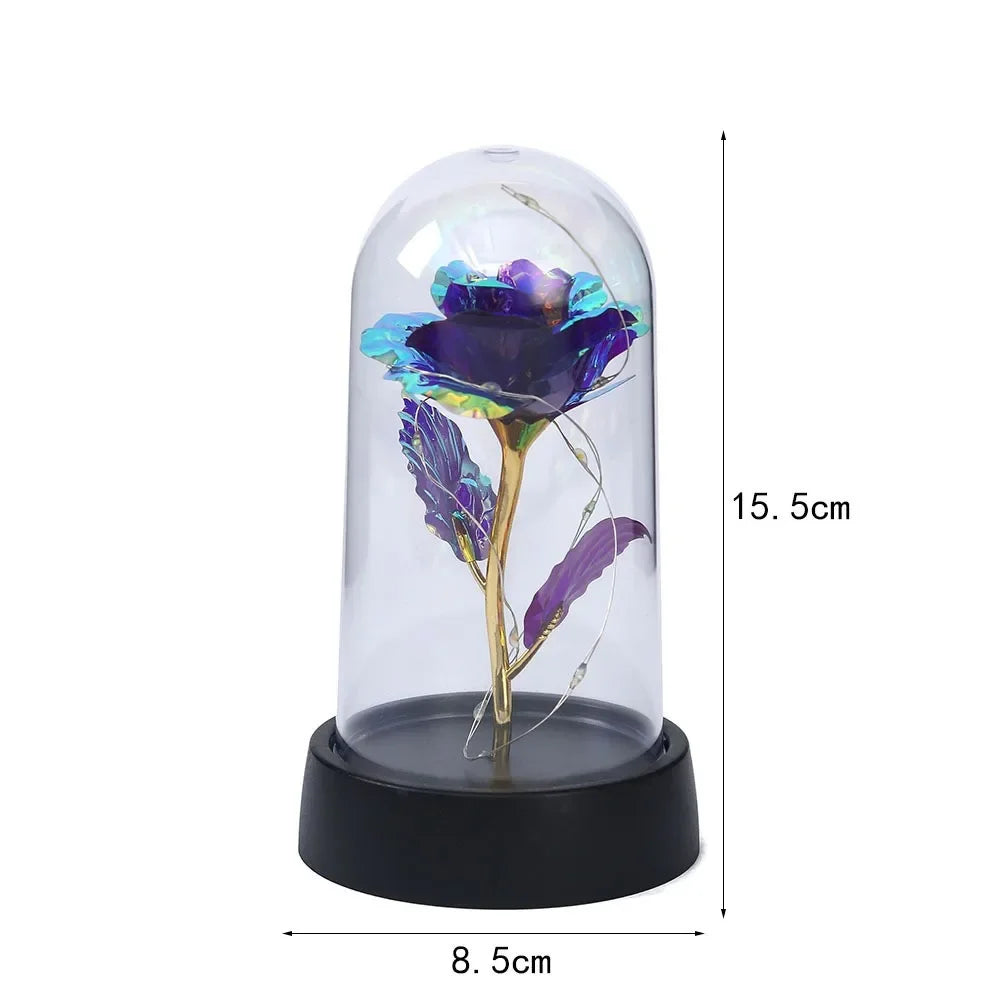 Rose LED Light Foil Flower In Glass Cover - Diachris