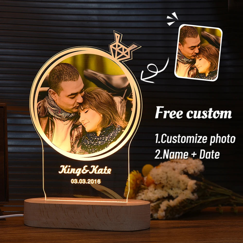 Personalized 3D Photo Lamp Custom Photo And Text - Diachris