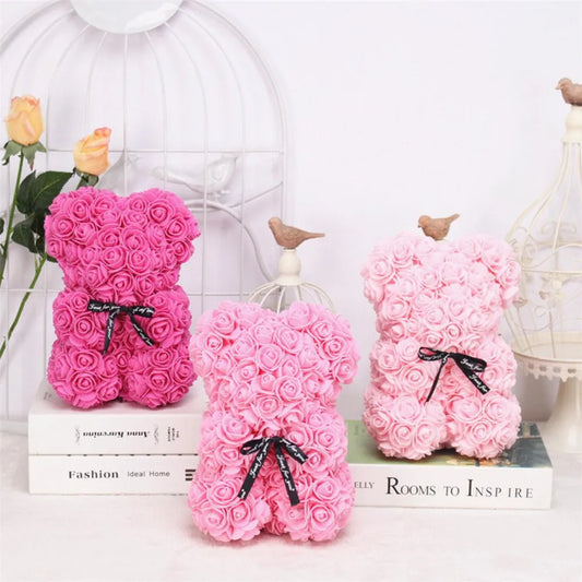 1pc 25cm Artificial Foam Flowers Bear Rose - Diachris