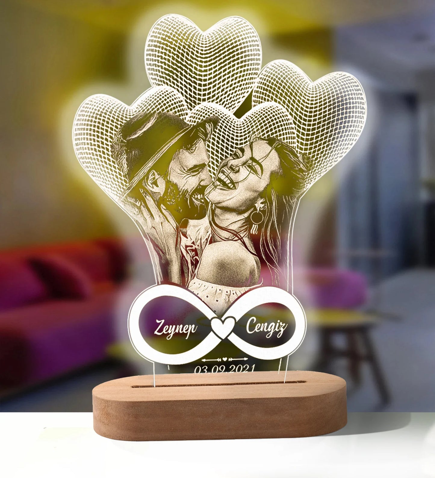 Personalized 3D Photo Lamp Custom Photo And Text - Diachris