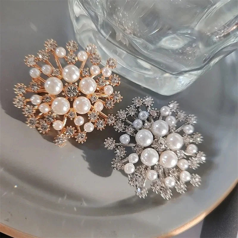 Crystal Brooch Large Snowflake Flower - Diachris