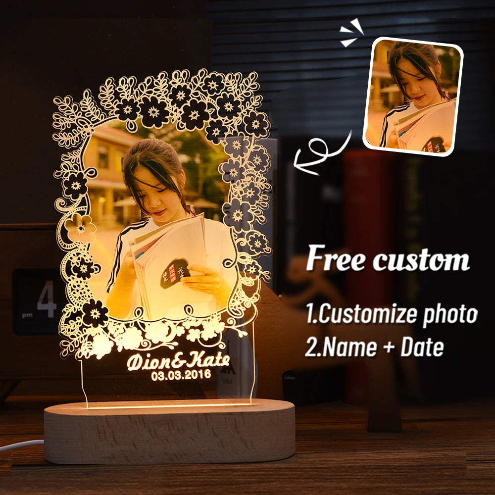 Personalized 3D Photo Lamp Custom Photo And Text - Diachris