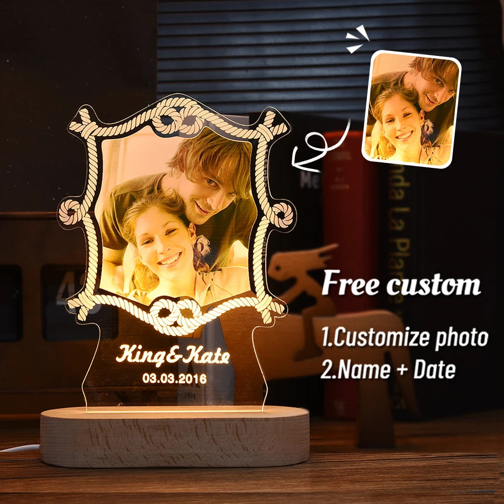 Personalized 3D Photo Lamp Custom Photo And Text - Diachris